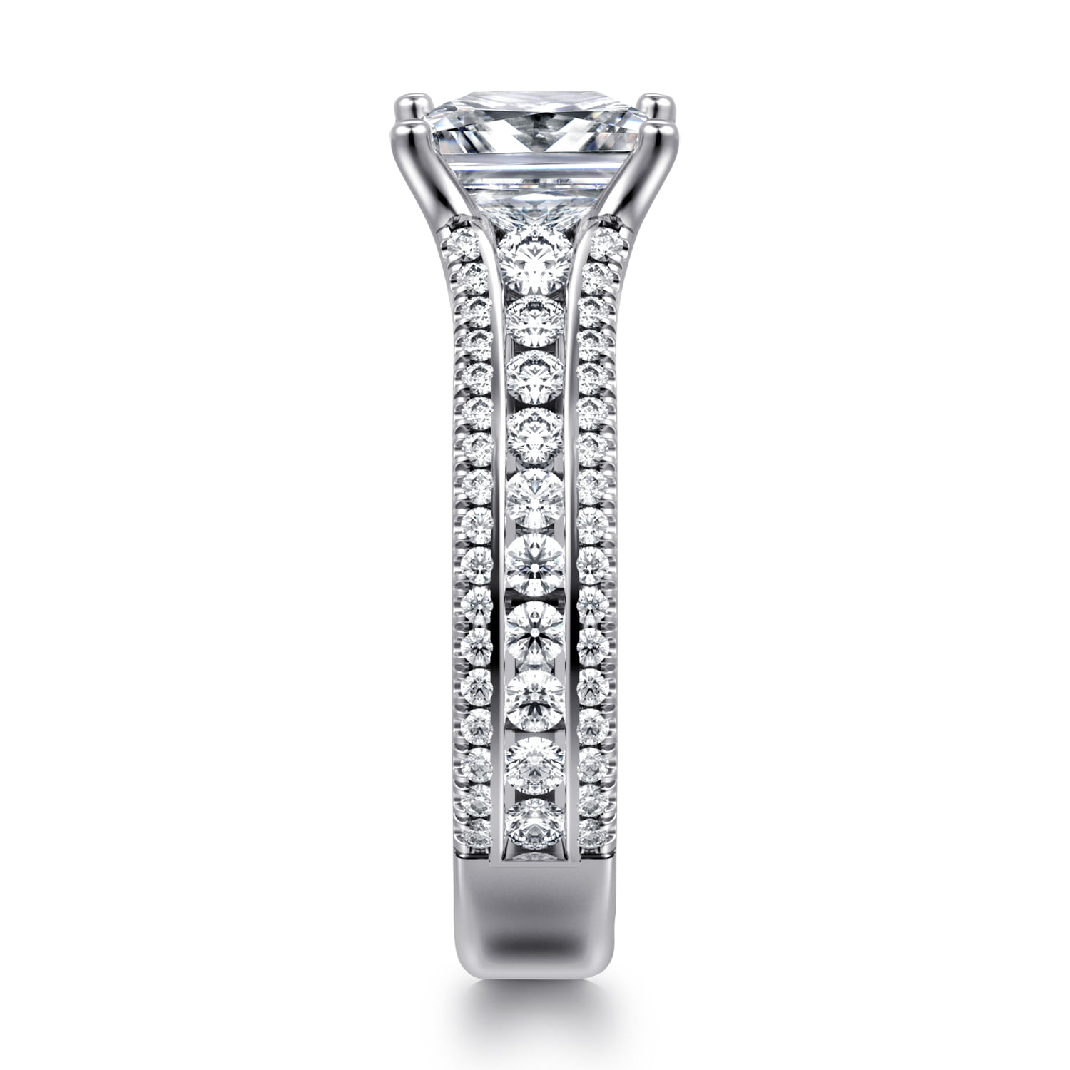 Princess Diamond Channel Set Engagement Ring in 14K White Gold, photograph 5