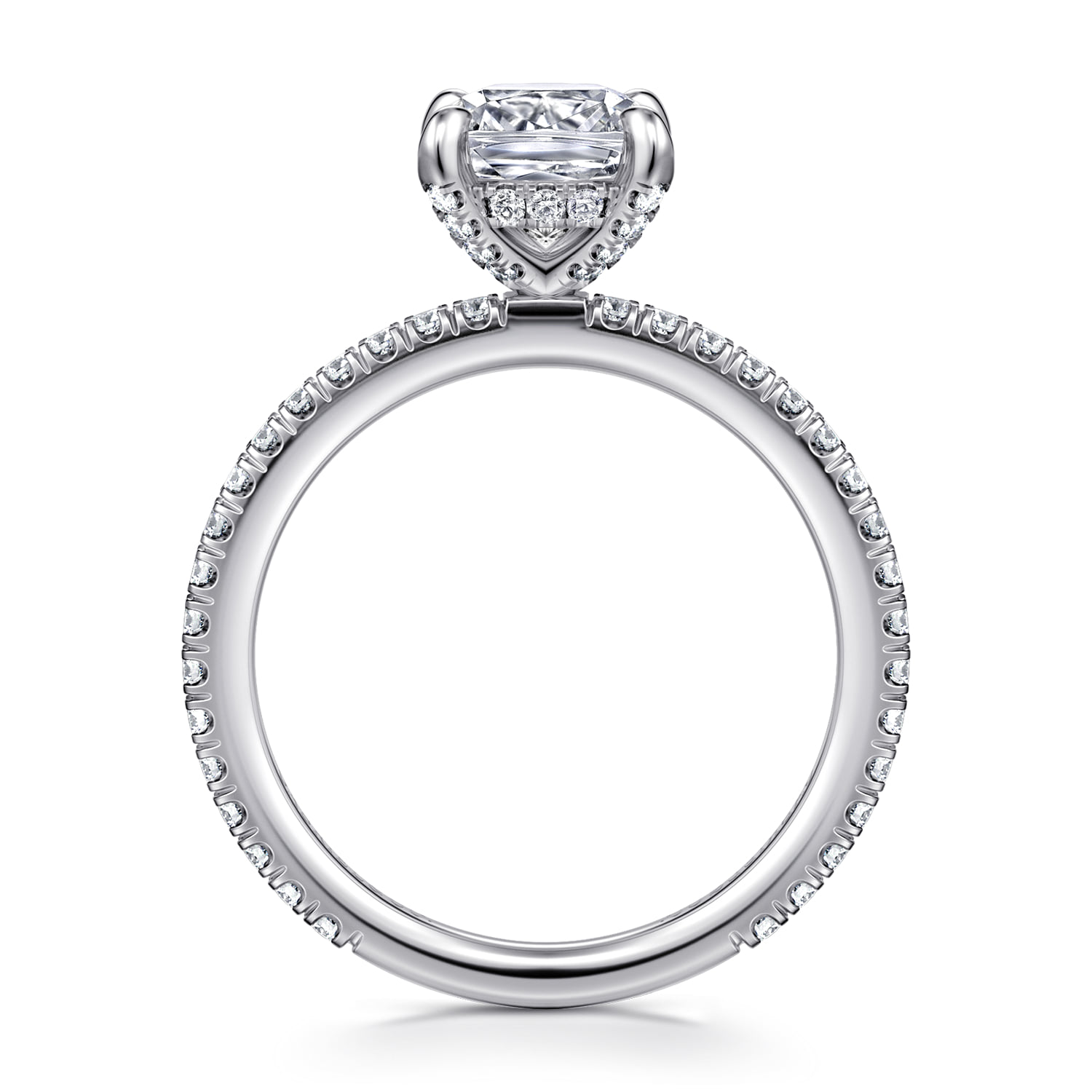 Cushion Diamond Engagement Ring in 14K White Gold, photograph 2
