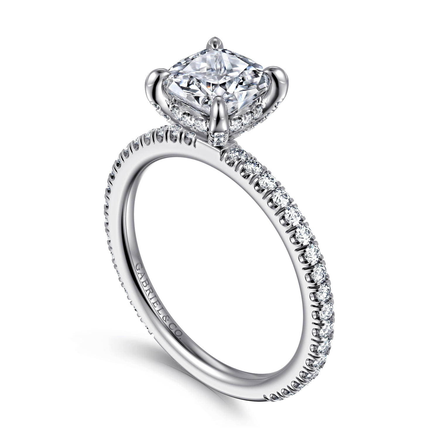 Cushion Diamond Engagement Ring in 14K White Gold, photograph 3