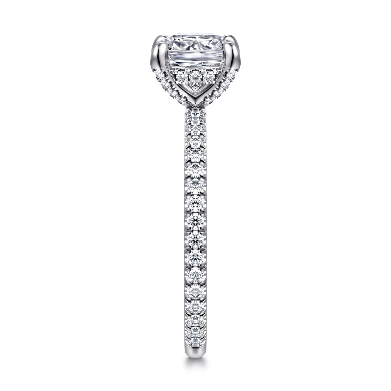 Cushion Diamond Engagement Ring in 14K White Gold, photograph 4