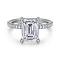 Noa - 14K White Gold Emerald Cut Diamond Engagement Ring