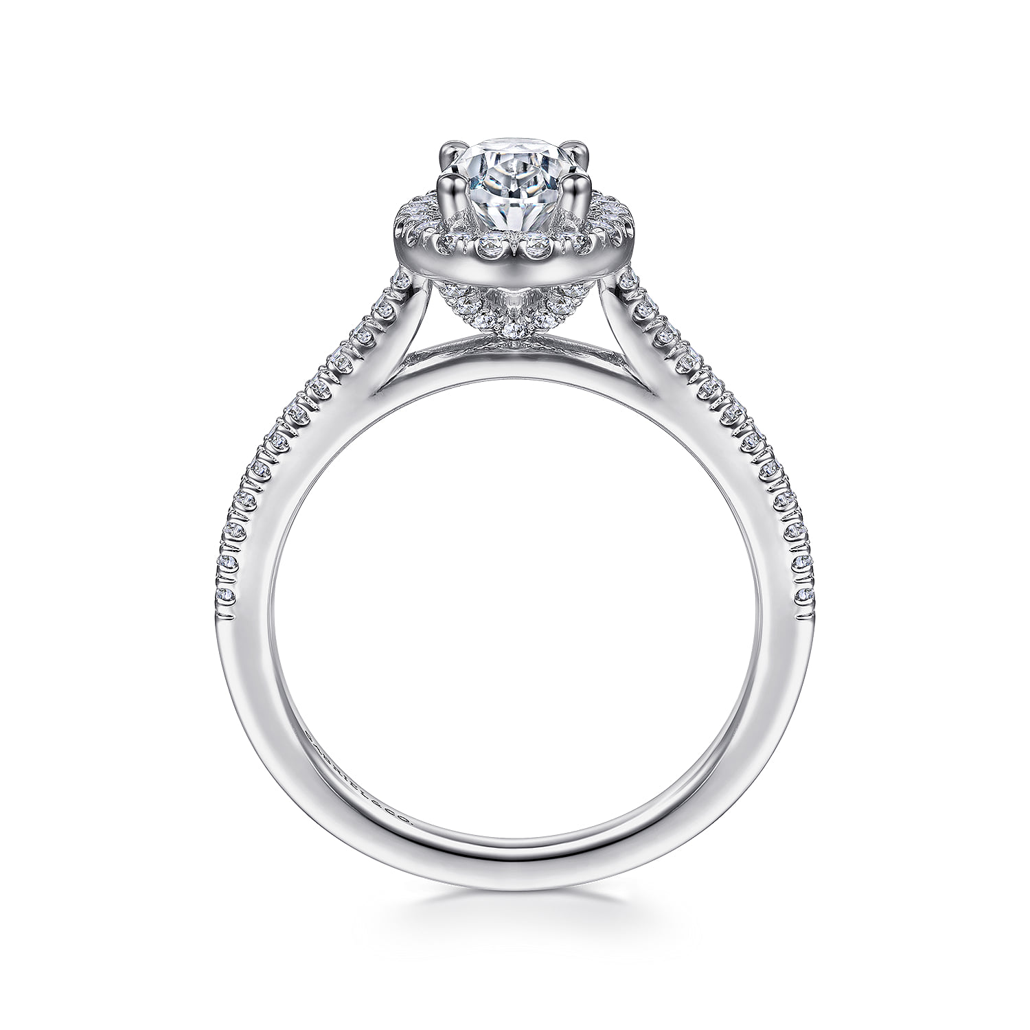 Oval Halo Diamond Engagement Ring in 14K White Gold, photograph 2
