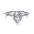 Blossom - 14K White Gold Pear Shape Halo Diamond Engagement Ring
