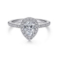 Blossom - 14K White Gold Pear Shape Halo Diamond Engagement Ring