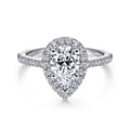 Blossom - 14K White Gold Pear Shape Halo Diamond Engagement Ring