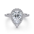 Blossom - 14K White Gold Pear Shape Halo Diamond Engagement Ring