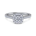 Blossom - 14K White Gold Round Halo Diamond Engagement Ring