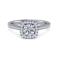 Blossom - 14K White Gold Round Halo Diamond Engagement Ring