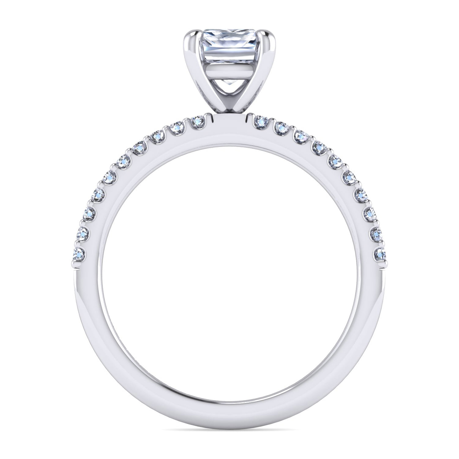 Cushion Diamond Engagement Ring in 14K White Gold, photograph 2