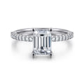 Amata - 14K White Gold Emerald Cut Diamond Engagement Ring