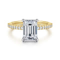 Amata - 14K White and Yellow Gold Emerald Cut Diamond Engagement Ring
