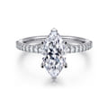 Amata - 14K White Gold Marquise Shape Diamond Engagement Ring