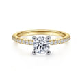 Amata - 14K White-Yellow Gold Round Diamond Engagement Ring