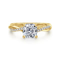 Campana - 14K Yellow Gold Cushion Cut Twisted Diamond Engagement Ring