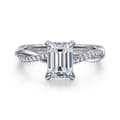 Campana - 14K White Gold Emerald Cut Twisted Diamond Engagement Ring