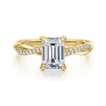 Campana - 14K Yellow Gold Emerald Cut Twisted Diamond Engagement Ring