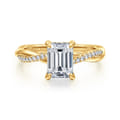 Campana - 18K Yellow Gold Emerald Cut Twisted Diamond Engagement Ring