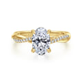14K Yellow Gold Oval Twisted Diamond Engagement Ring