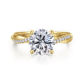Campana - 14K Yellow Gold Twisted Round Diamond Engagement Ring