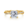 Campana - 18K Yellow Gold Princess Cut Twisted Diamond Engagement Ring