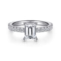 Ulani - 14K White Gold Emerald Cut Diamond Engagement Ring