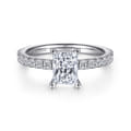 Ulani - 14K White Gold Rectangular Radiant Cut Diamond Engagement Ring