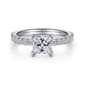 Ulani - 14K White Gold Princess Cut Diamond Engagement Ring