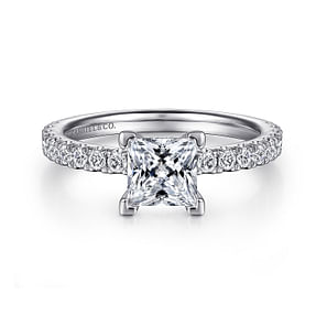 Ulani - 14K White Gold Princess Cut Diamond Engagement Ring