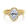 Priya - Vintage Inspired 14K Yellow Gold 6 Prong Oval Diamond Engagement Ring