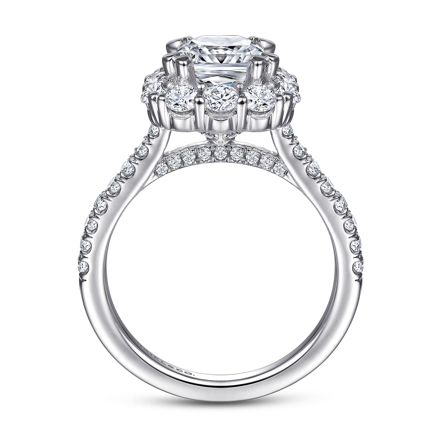 Cushion Halo Diamond Engagement Ring in 14K White Gold, photograph 2