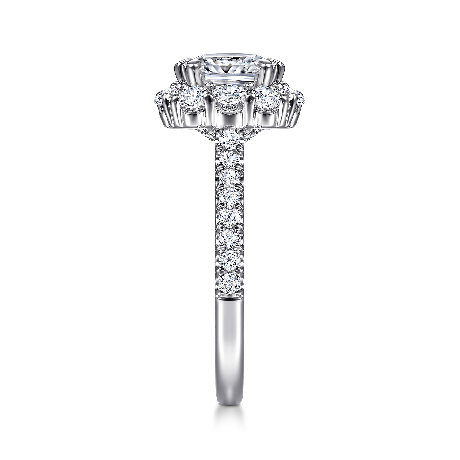 Cushion Halo Diamond Engagement Ring in 14K White Gold, photograph 5