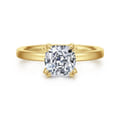 Paula - 14K Yellow Gold Cushion Cut Diamond Engagement Ring