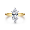 Paula - 14K White-Yellow Gold Marquise Diamond Engagement Ring