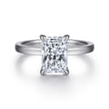 Paula - 14K White Gold Rectangular Radiant Cut Diamond Engagement Ring