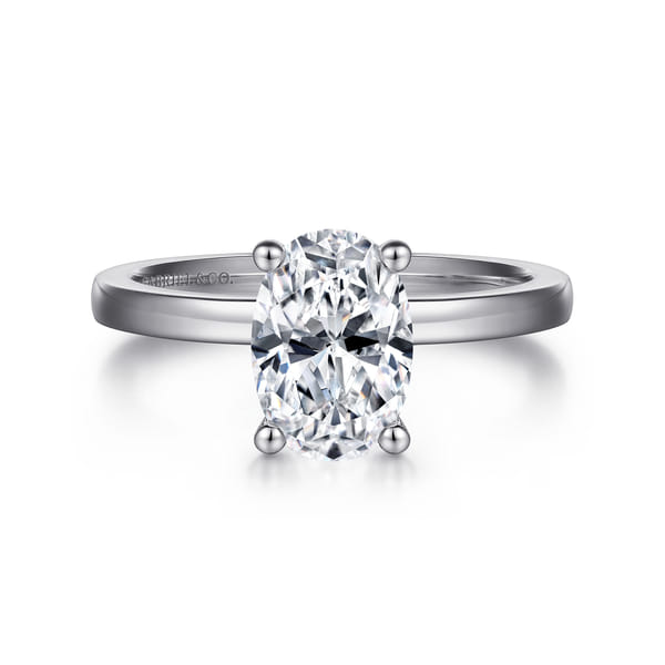 14K White Gold Oval Diamond Engagement Ring