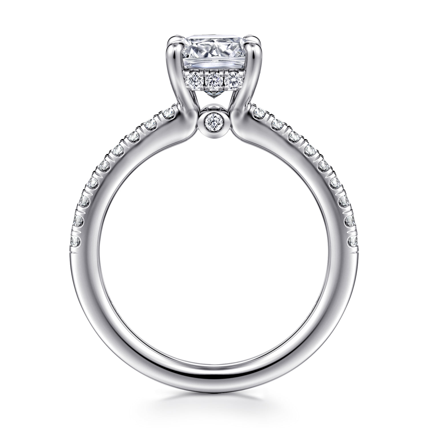 Cushion Diamond Engagement Ring in 14K White Gold, photograph 2
