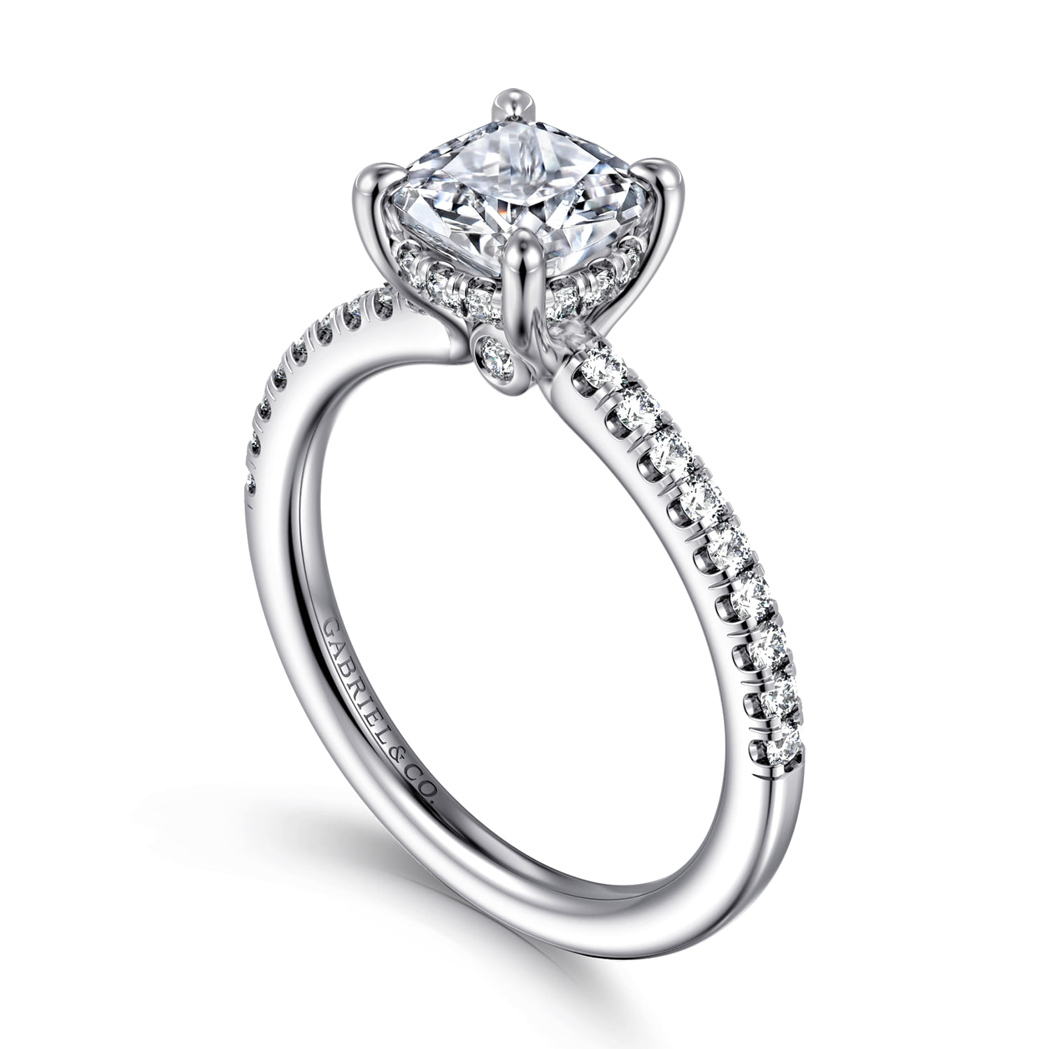 Cushion Diamond Engagement Ring in 14K White Gold, photograph 3
