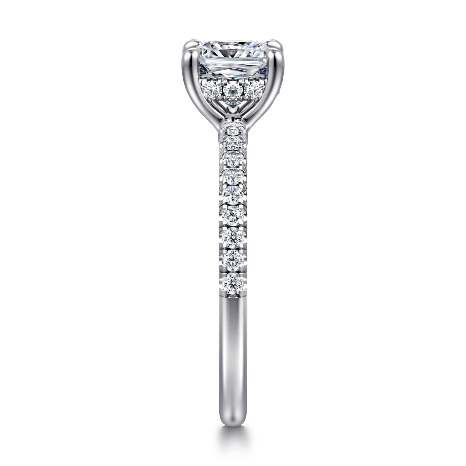 Cushion Diamond Engagement Ring in 14K White Gold, photograph 4