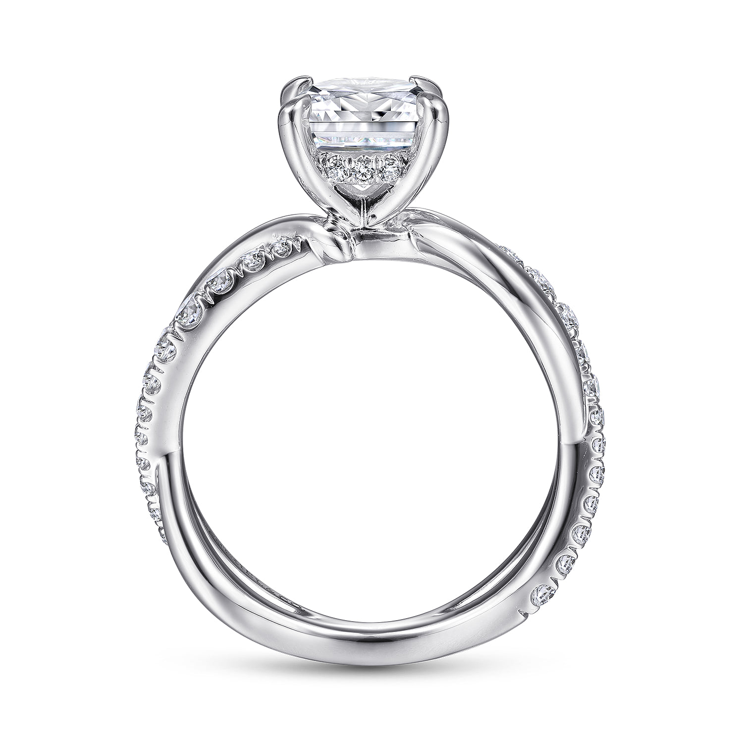 Round Twisted Diamond Engagement Ring in 14K White Gold, photograph 2