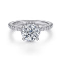 Rocco - 14K White Gold Hidden Halo Round Diamond Engagement Ring
