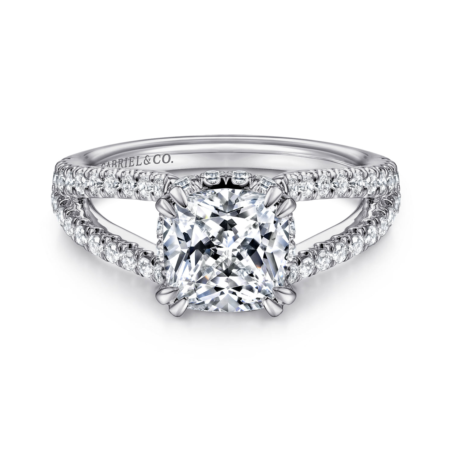 Cushion Diamond Engagement Ring in 14K White Gold
