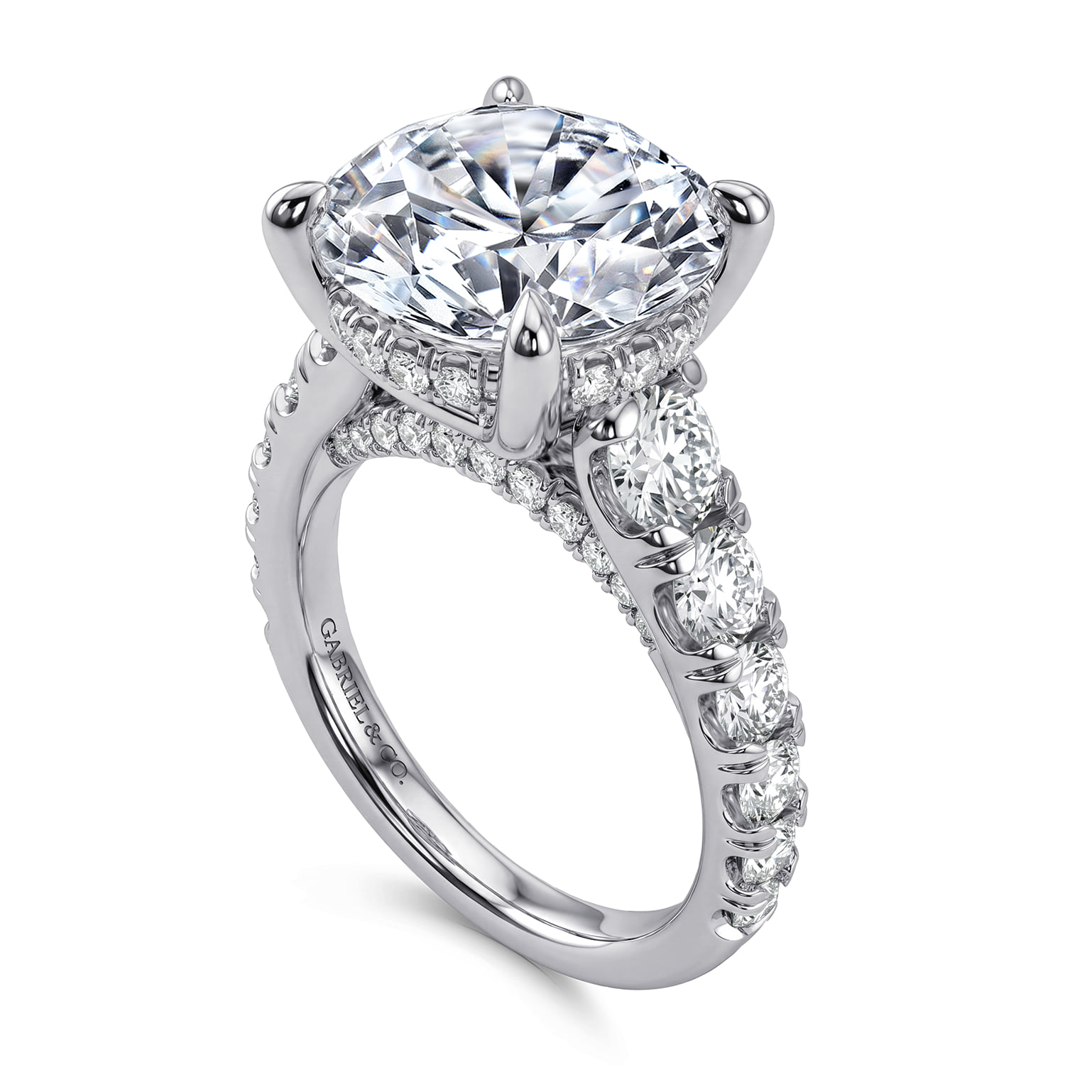 Round Diamond Engagement Ring in 14K White Gold, photograph 3