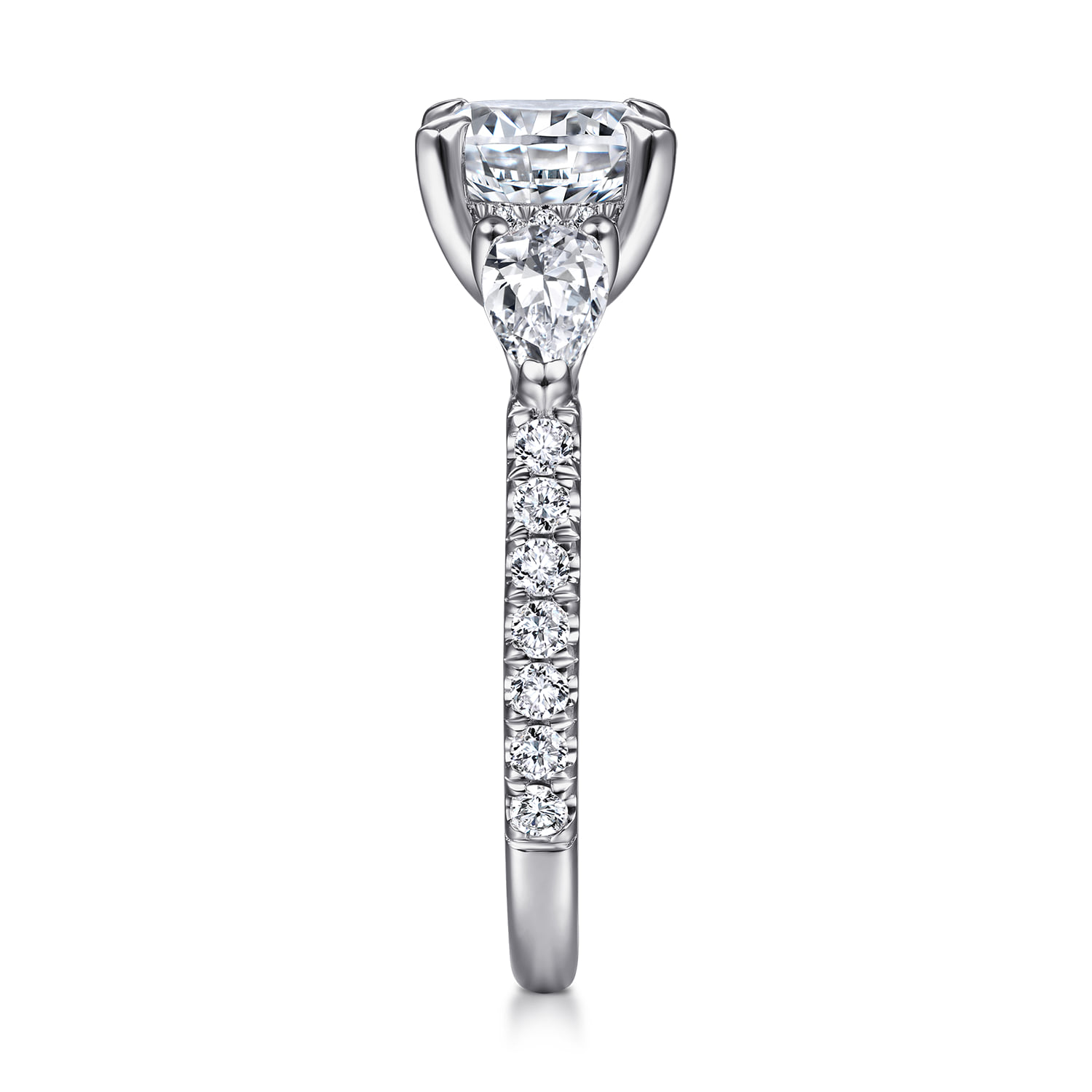 Round 3 Stone Diamond Engagement Ring in 14K White Gold, photograph 5