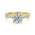 Quinlan - 14K Yellow Gold Twisted Round Diamond Engagement Ring