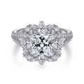 Aphrodite - 14K White Gold Fancy Halo Princess Cut Diamond Engagement Ring