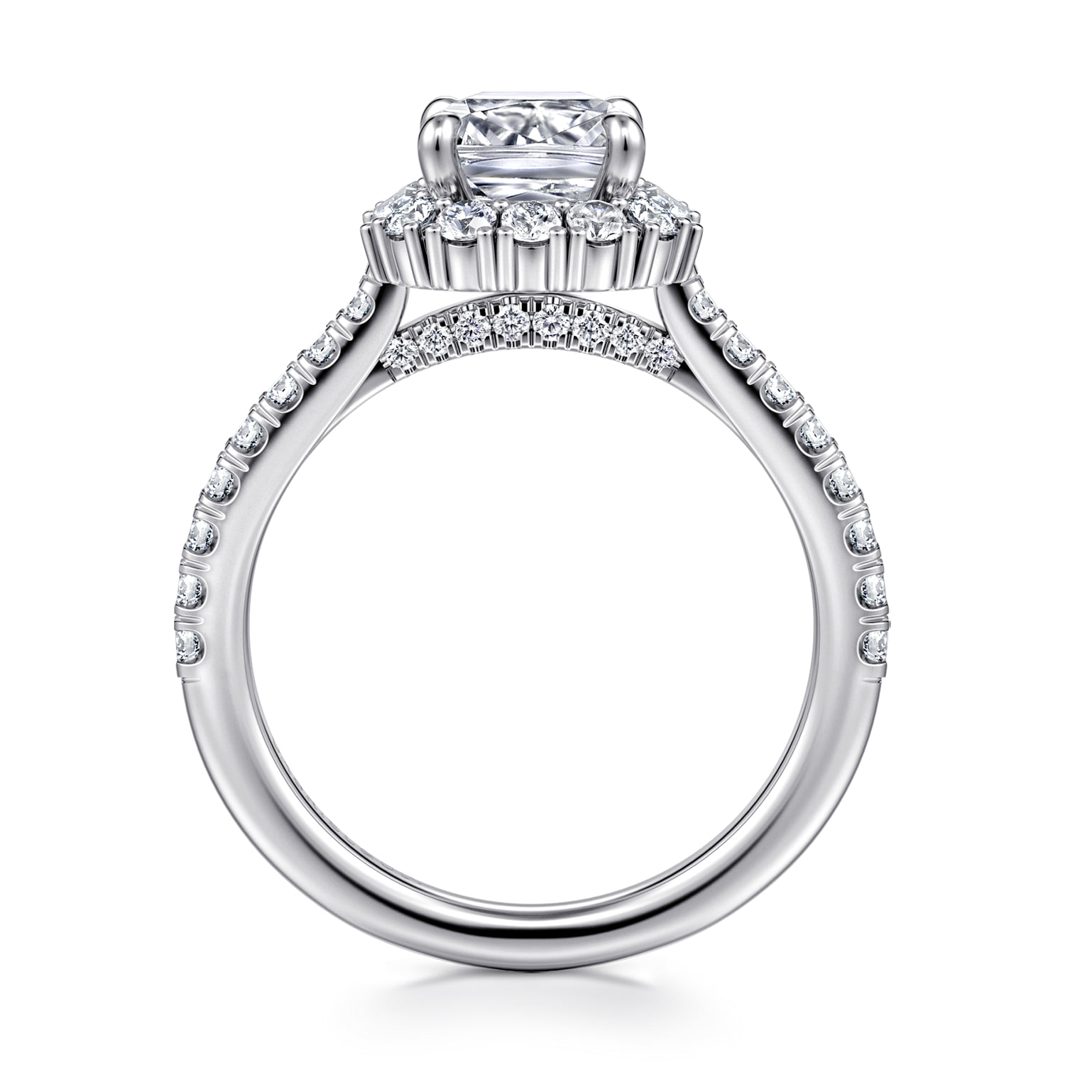 Cushion Halo Diamond Engagement Ring in 14K White Gold, photograph 2