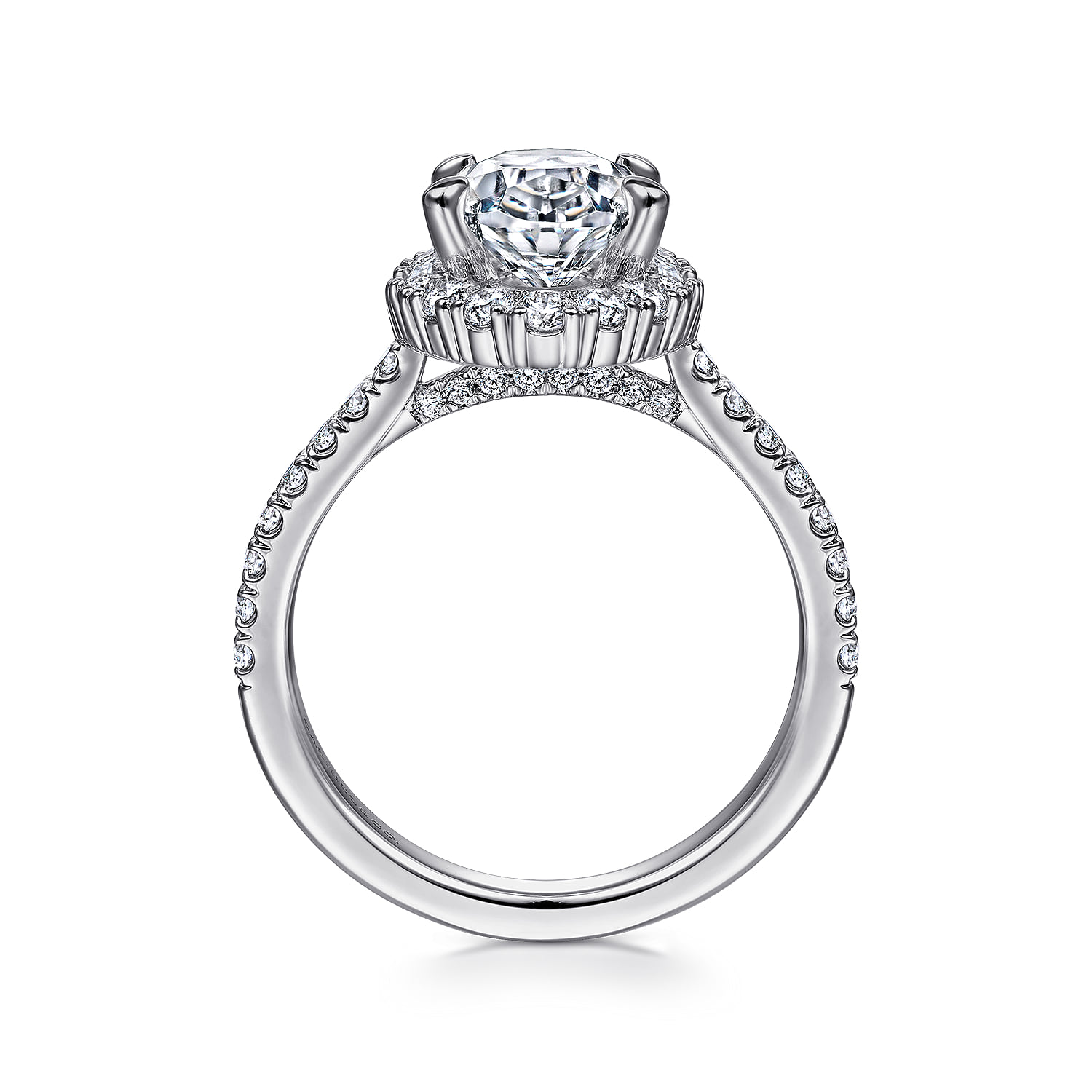 Oval Halo Diamond Engagement Ring in 14K White Gold, photograph 2