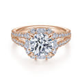 Rainier - 14K Rose Gold Cushion Halo Round Diamond Engagement Ring