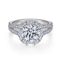Rainier - 14K White Gold Cushion Halo Round Diamond Engagement Ring