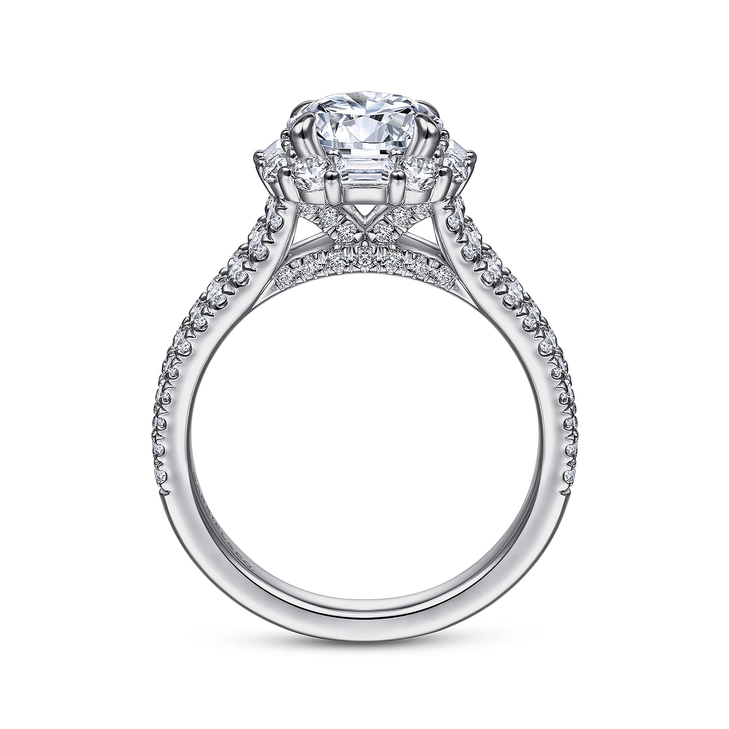 Round Halo Diamond Engagement Ring in 14K White Gold, photograph 2